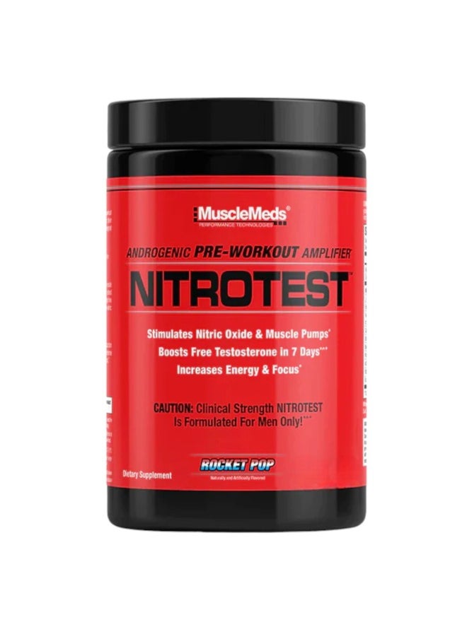 MUSCLEMEDS Nitrotest, Androgenic Pre-Workout Amplifier, Rocket Pop Flavour, 30 Servings  - Image 1