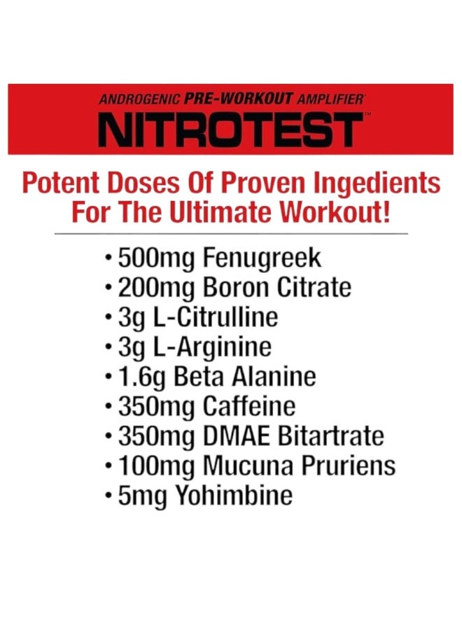 MUSCLEMEDS Nitrotest, Androgenic Pre-Workout Amplifier, Rocket Pop Flavour, 30 Servings  - Image 3