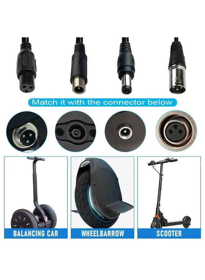 Electric Scooter Charger, 42V 2A Fast Charger with 6 Connectors for Lithium-Ion Batteries (36V/42V), Compatible with Electric Bicycles, Electric Scooters, and Balance Vehicles - Image 3