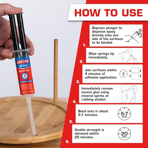 Loctite Multipurpose Epoxy,Sets in 5-10 minutes, Water Resistant, No shrinkage, High strength, Convenient use,Compatible with Wood,Glass, Ceramic,Concrete, Metal,Fibreglass,Stone,DIY,Self-mixing-14 ml - Image 4