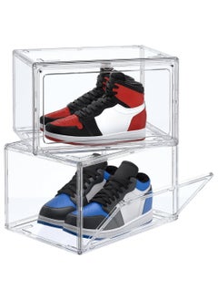 1Chase 2-Pack Stackable Shoe Storage Boxes – Clear Plastic Organizer with Side-Opening Door, Transparent  - Image 2