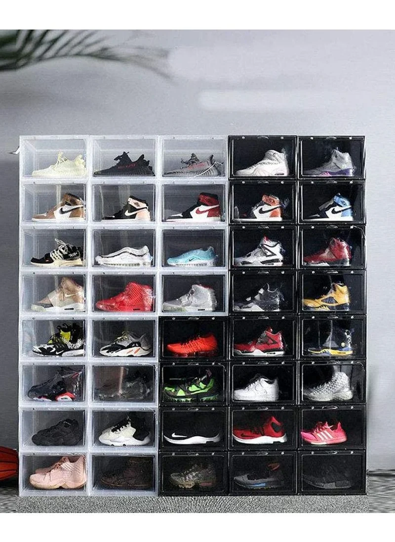 1Chase 2 Pcs Stackable Transparent Shoe Storage Box, Side Open