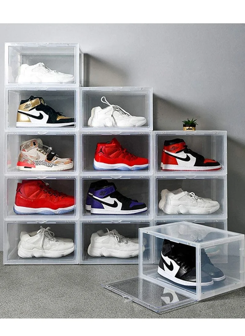 1Chase 2 Pcs Stackable Transparent Shoe Storage Box, Side Open