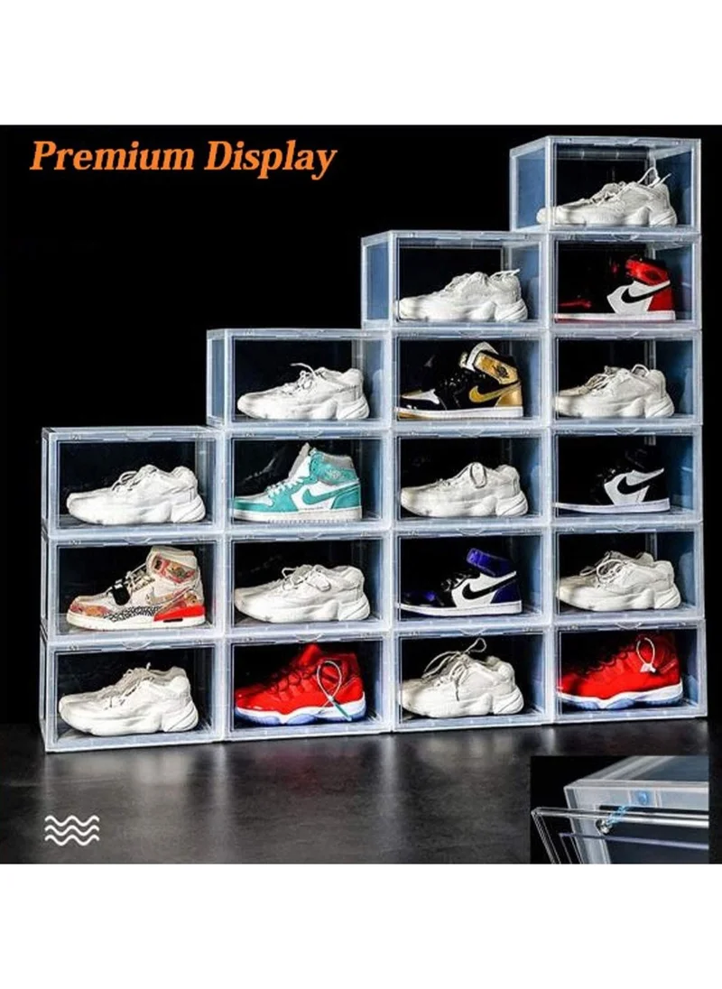 1Chase 2 Pcs Stackable Transparent Shoe Storage Box, Side Open