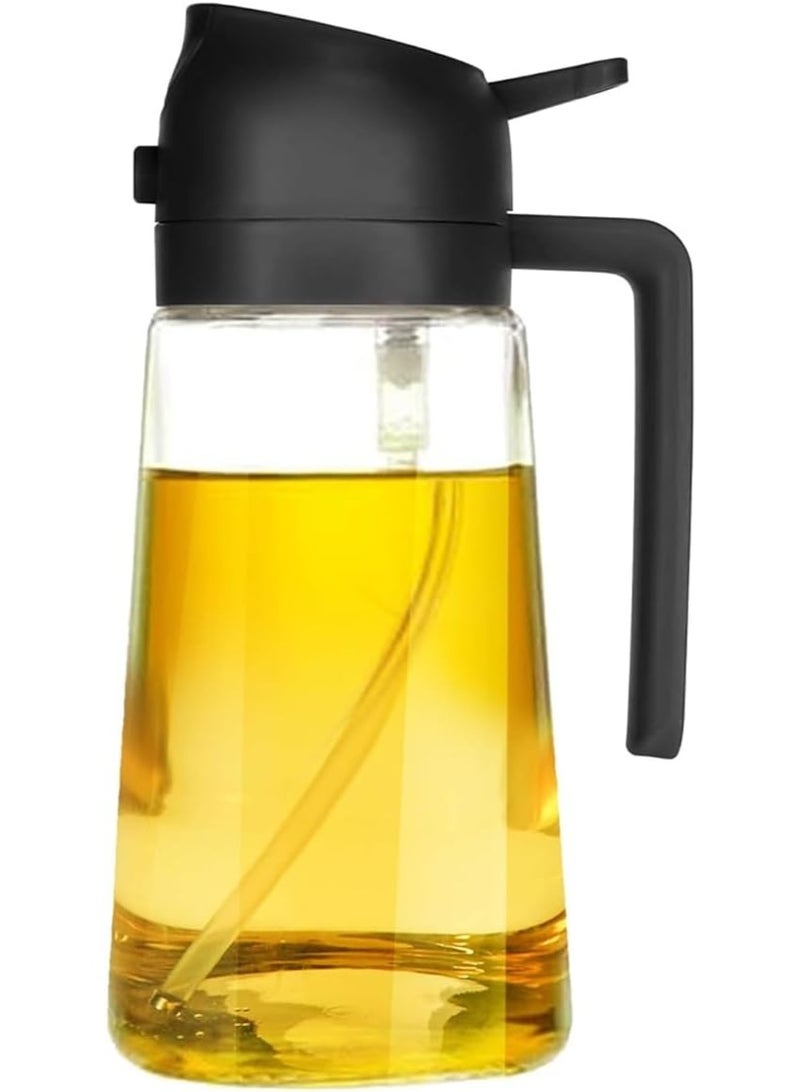 Meishida Olive Oil Sprayer for Kitchen, 2 in 1 Mist Oil Dispenser Bottle, Food-Grade Oil Sprayer Bottle for Cooking, Air Fryer, BBQ, Picnic (Black)  - Image 1