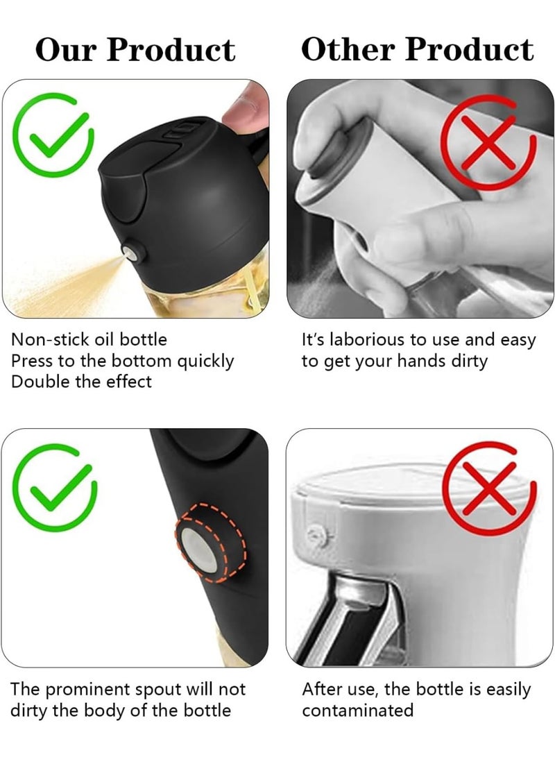 Meishida Olive Oil Sprayer for Kitchen, 2 in 1 Mist Oil Dispenser Bottle, Food-Grade Oil Sprayer Bottle for Cooking, Air Fryer, BBQ, Picnic (Black)  - Image 5