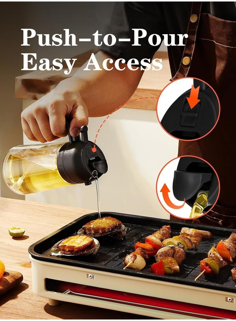 Meishida Olive Oil Sprayer for Kitchen, 2 in 1 Mist Oil Dispenser Bottle, Food-Grade Oil Sprayer Bottle for Cooking, Air Fryer, BBQ, Picnic (Black)  - Image 3
