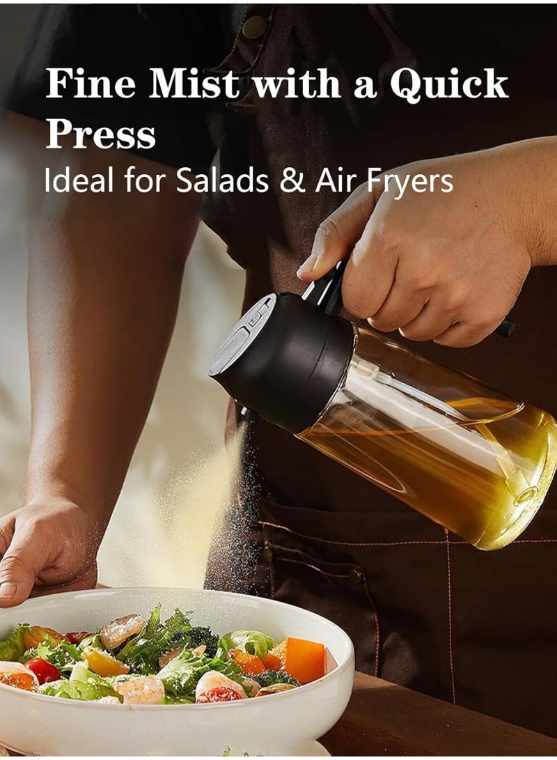 Meishida Olive Oil Sprayer for Kitchen, 2 in 1 Mist Oil Dispenser Bottle, Food-Grade Oil Sprayer Bottle for Cooking, Air Fryer, BBQ, Picnic (Black)  - Image 2