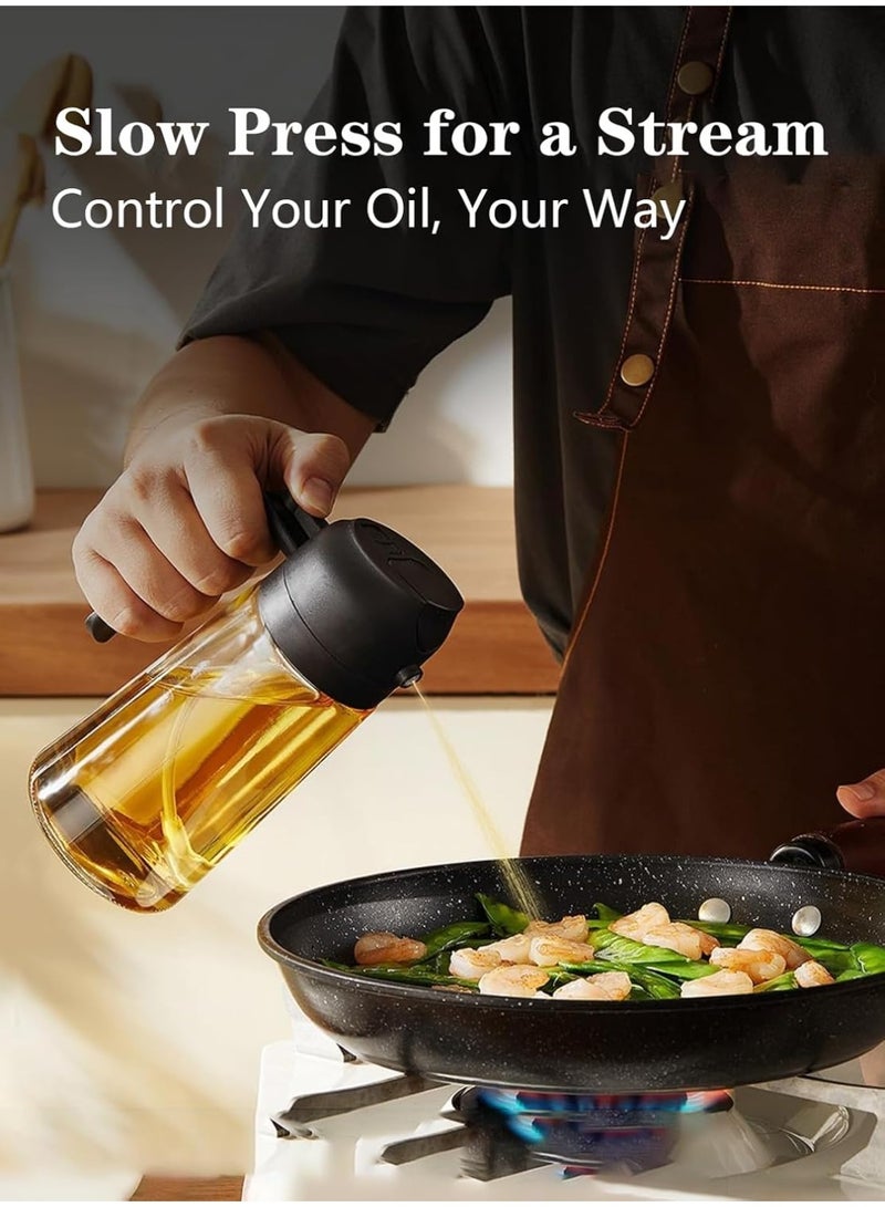 Meishida Olive Oil Sprayer for Kitchen, 2 in 1 Mist Oil Dispenser Bottle, Food-Grade Oil Sprayer Bottle for Cooking, Air Fryer, BBQ, Picnic (Black)  - Image 4