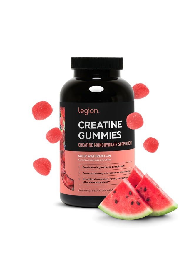 LEGION Creatine Monohydrate Gummies – Clean Chewable Creatine Supplement for Strength, Endurance & Muscle Recovery – 30 Sour Watermelon Flavor Servings – No Artificial Flavors or Sweeteners - Image 1
