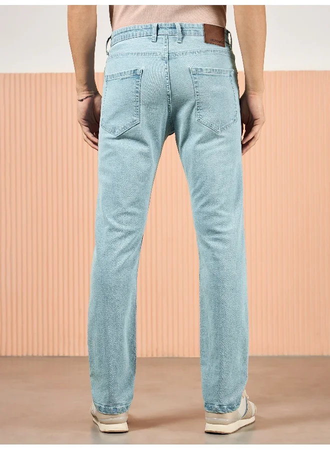 بيونغ جينز قطن لايكرا أزرق ثلجي بقصة عادية للرجال