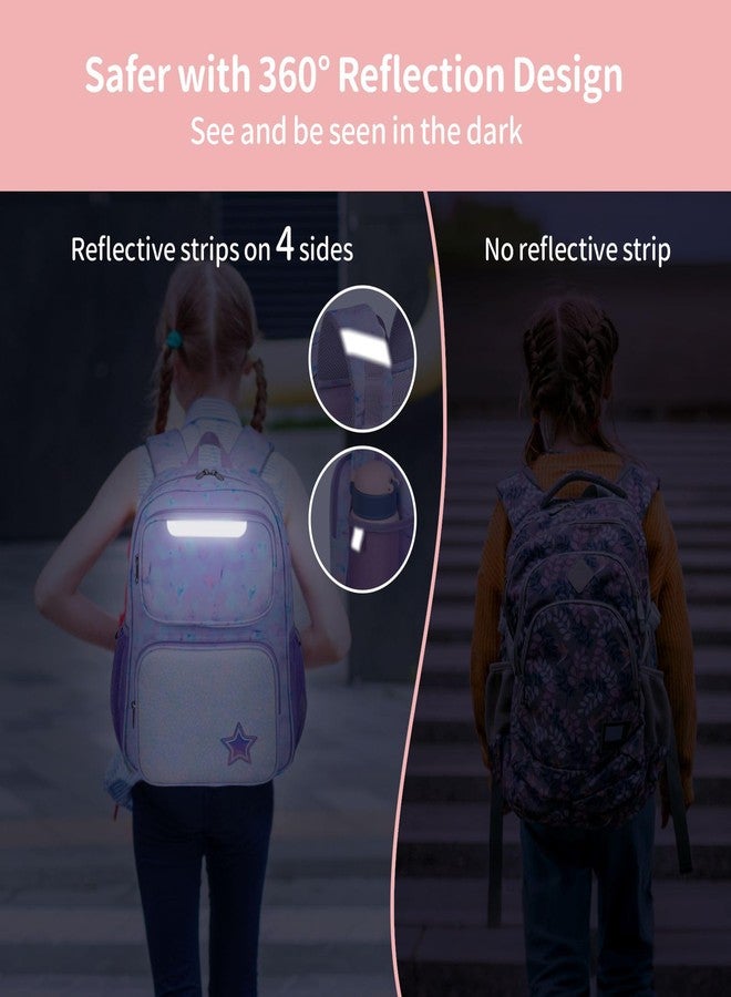 BrainyBees Kids Backpack for Boys Girls - 15 Inch Preschool Kindergarten Backpack for Kids Aged 4 to 7, A Purple Tie-dye, 15 Inch, 2 Front Pockets - Image 4