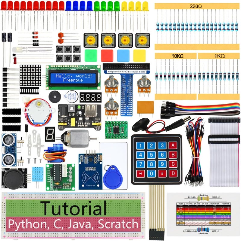 FREENOVE RFID Starter Kit for Raspberry Pi 5 4 B 3 B+ 400 Zero 2 W, 927-Page Detailed Tutorial, Python C Java Scratch Processing Code, 204 Items, 122 Projects (Raspberry Pi NOT Included) - Image 1