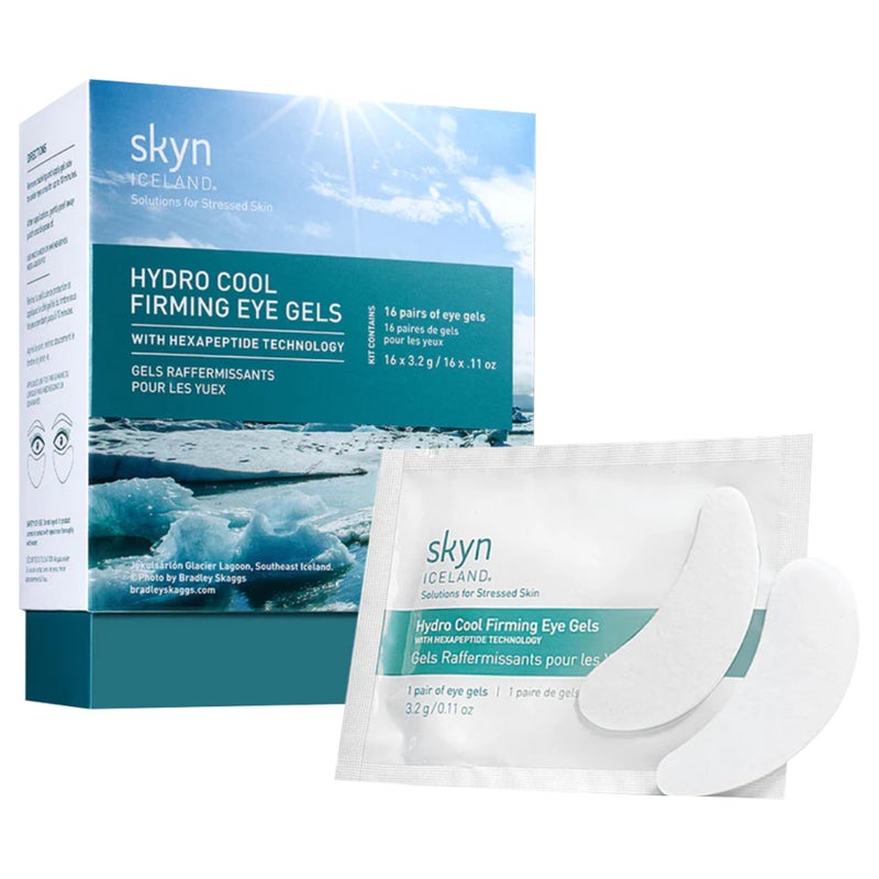 Skyn ICELAND Hydro Cool Firming Under Eye Patches, Instant Cooling for Puffy, Tired Eyes with Peptides and Coenzyme Q10, 10 Minute Treatment, Vegan, All Skin Types, 16 Pairs - Image 1