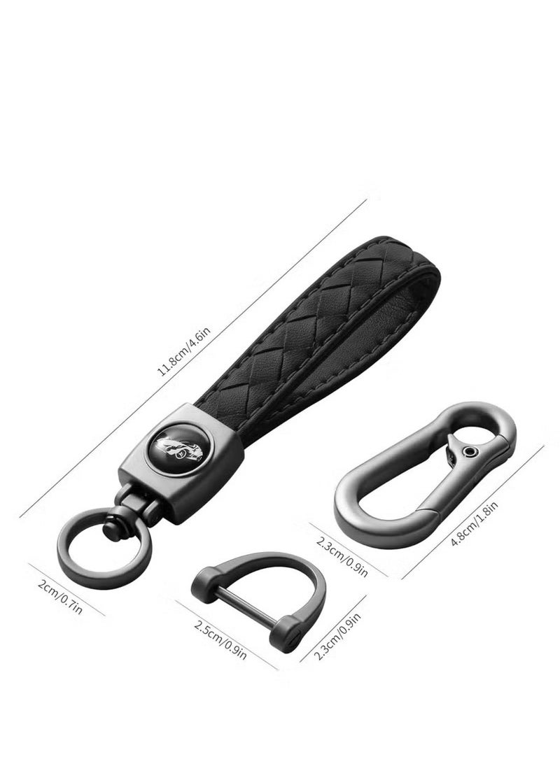 Beauenty Carabiner Keychain, Universal Heavy Duty Woven Handmade Leather Key Chain for Men and Women - Image 2