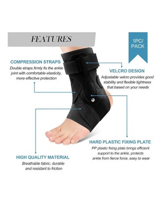 Ankle Brace, Ankle Support Brace for Ankle Sprains, Ankle Braces for Men Women, Ankle Support Sprained Ankle Brace for Basketball Soccer Volleyball (Black, Large) - view 3
