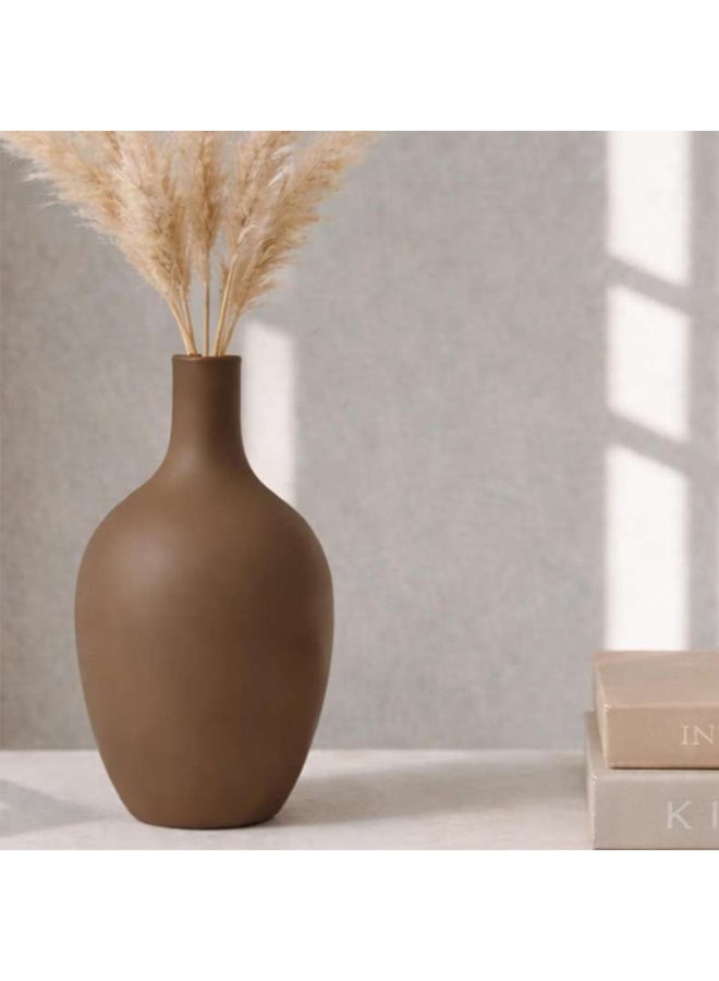 Pan Home مزهرية ديكور بولي ريزين بنية - 12.5x12.5x22 سم - Image 1