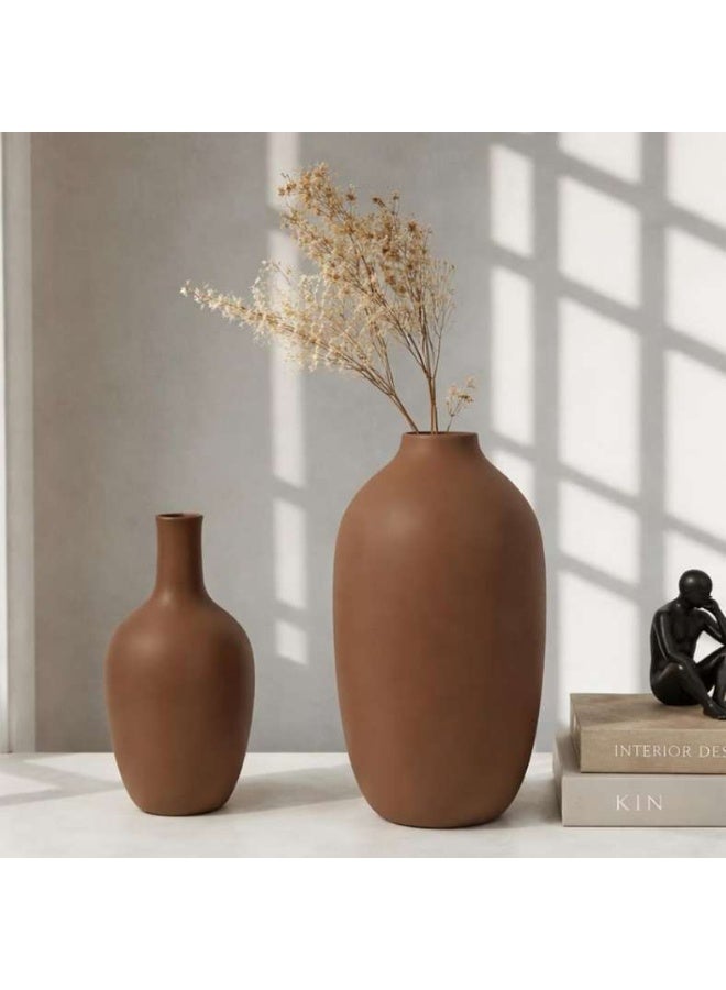 Pan Home مزهرية ديكور بولي ريزين بنية - 12.5x12.5x22 سم - Image 3