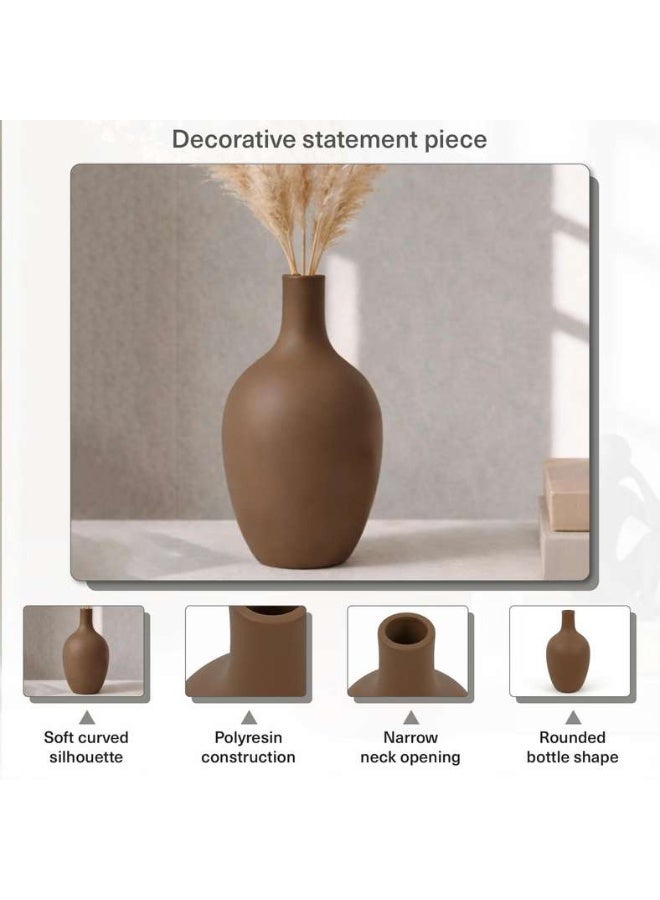 Pan Home مزهرية ديكور بولي ريزين بنية - 12.5x12.5x22 سم - Image 5