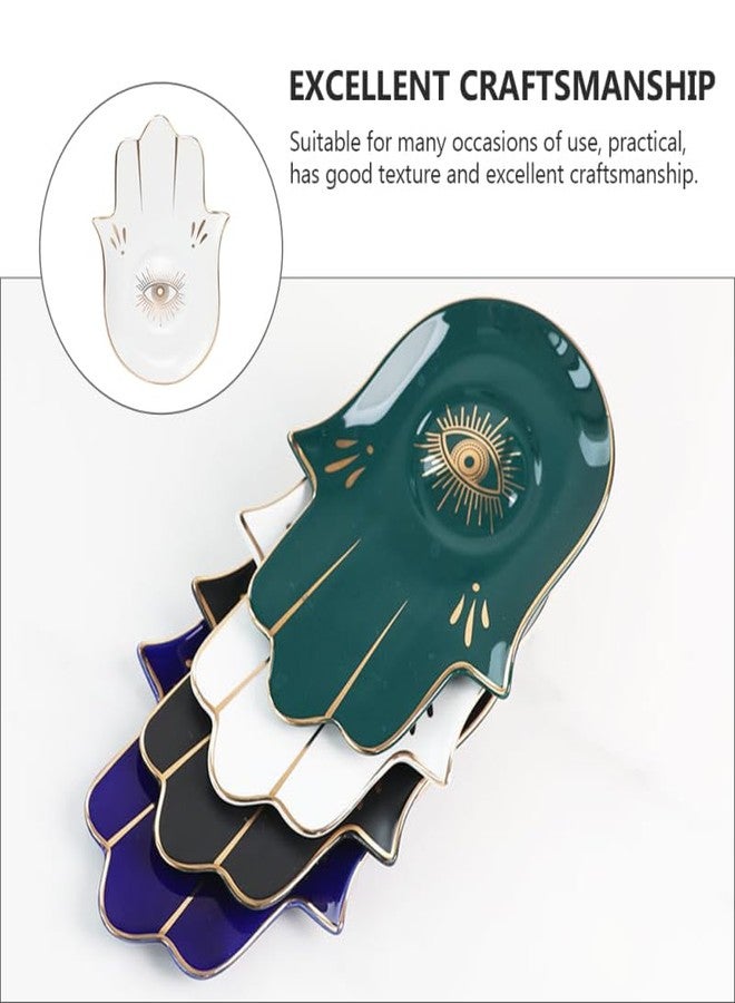 HEALLILY Ceramic Jewelry Dish Buddha Hand Ring Holder Tray Jewelry Display Dish Evil Eye Trinket Organizer Storage Plate Key Bowl for Earring Bracelet Necklace White - Image 4