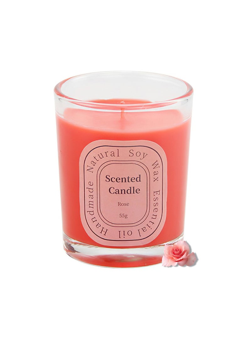 شمعة معطرة، برطمان علاج عطري طويل الأمد من شمع الصويا الطبيعي معطر جو للمنزل، يوجا 55 جرام (ورد)  - Image 1