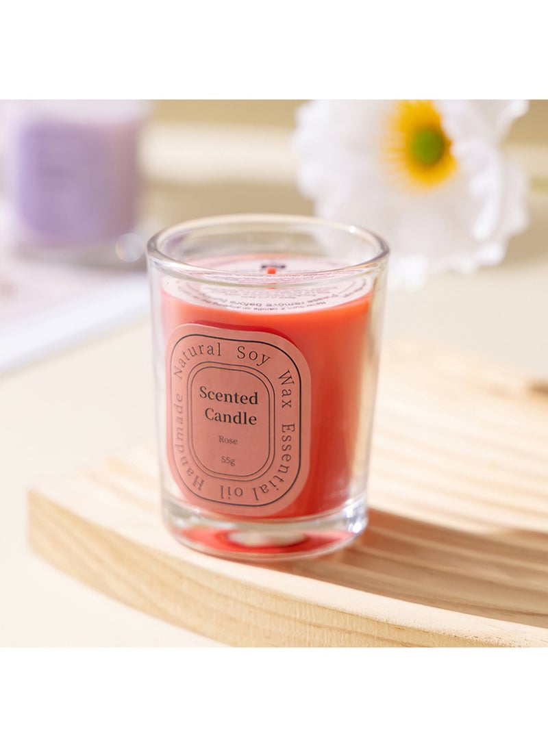 شمعة معطرة، برطمان علاج عطري طويل الأمد من شمع الصويا الطبيعي معطر جو للمنزل، يوجا 55 جرام (ورد)  - Image 2