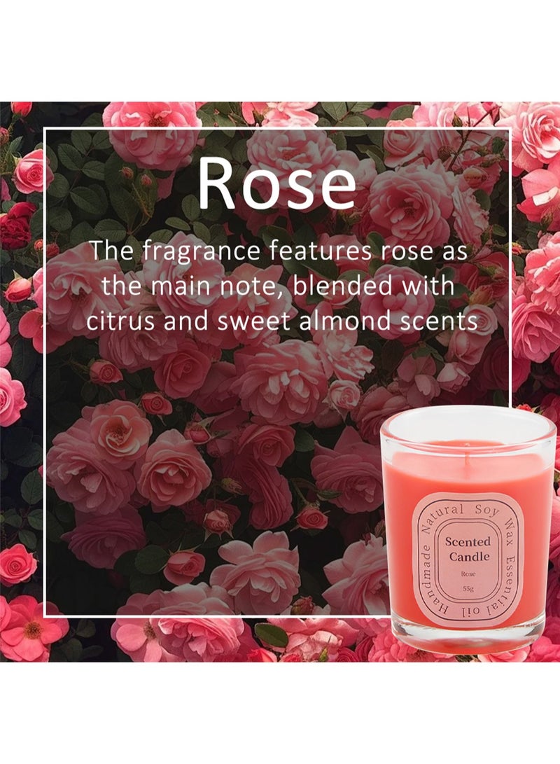 شمعة معطرة، برطمان علاج عطري طويل الأمد من شمع الصويا الطبيعي معطر جو للمنزل، يوجا 55 جرام (ورد)  - Image 3