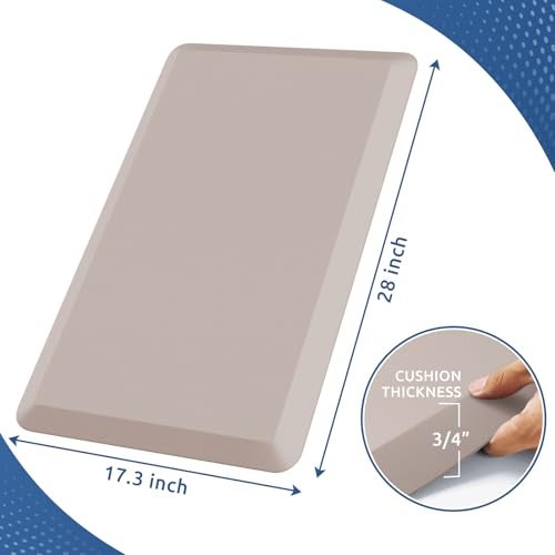 KitchenClouds Kitchen Mat Cushioned Anti Fatigue Kitchen Rug 0.8inch Waterproof Non Slip Kitchen Rugs and Mats Standing Desk Mat Comfort Floor Mats for Kitchen Sink Office (17.3"x28",Khaki) - Image 2