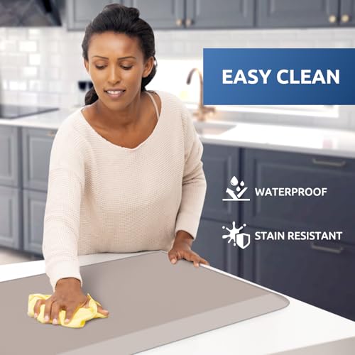 KitchenClouds Kitchen Mat Cushioned Anti Fatigue Kitchen Rug 0.8inch Waterproof Non Slip Kitchen Rugs and Mats Standing Desk Mat Comfort Floor Mats for Kitchen Sink Office (17.3"x28",Khaki) - Image 3