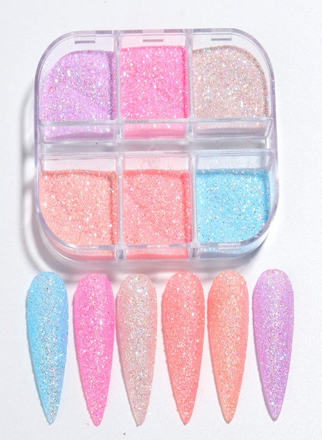 TBRZTR Fluorescent Nail Pigment Powder, Luminous Nail Glitter Flakes Holographic Glow Liquid Nail Art Dust Design Decoration 3D Nails Supplies for Nail Art Gel Polish DIY Nail Sequins Accessories (6 Colors) - Image 2