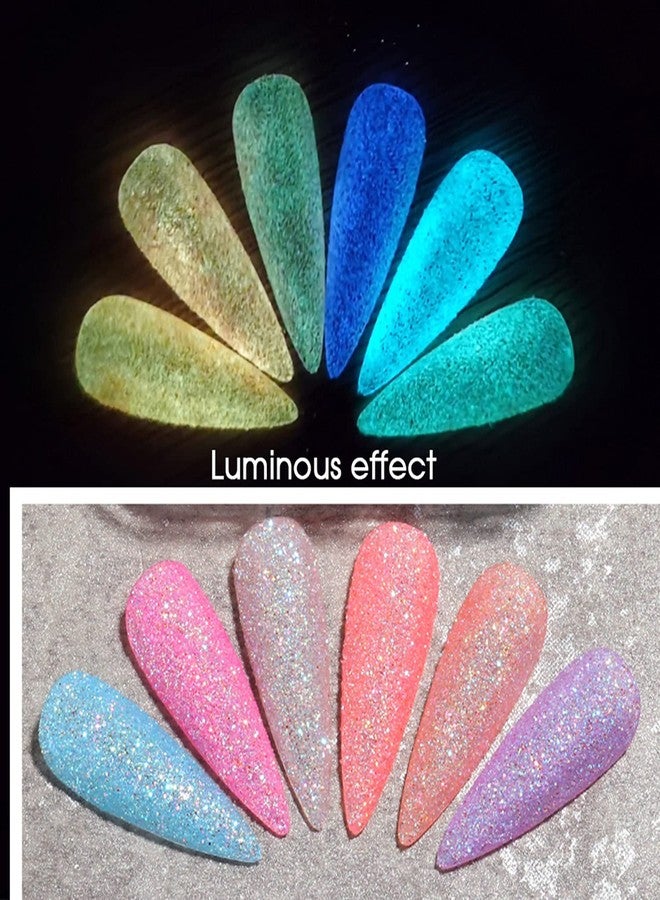 TBRZTR Fluorescent Nail Pigment Powder, Luminous Nail Glitter Flakes Holographic Glow Liquid Nail Art Dust Design Decoration 3D Nails Supplies for Nail Art Gel Polish DIY Nail Sequins Accessories (6 Colors) - Image 4