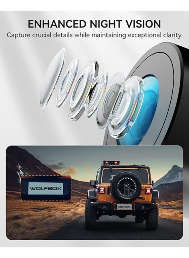 WOLFBOX Rear View Mirror Camera: Mirror Dash Cam Front and Rear 4K+2.5K for Car with 12" Full Touch Screen, Night Vision, G-Sensor, Parking Assist,Included 64GB Card & GPS - Image 5