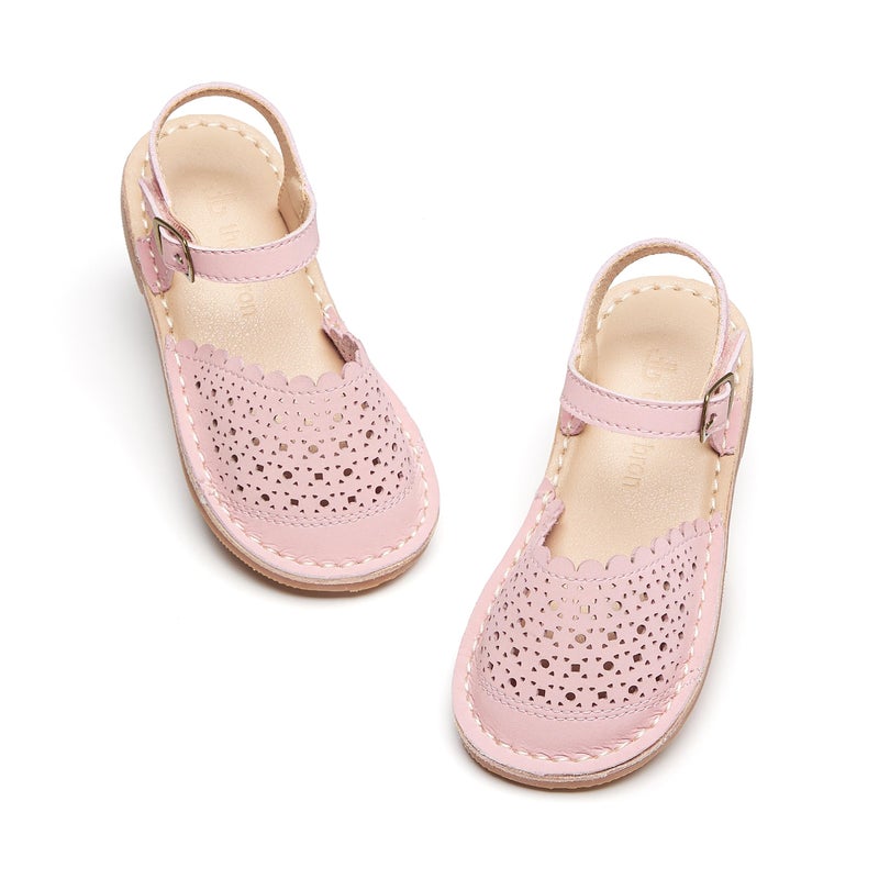 THEE BRON Toddler Girl Vintage Closed-Toe Sandals Hollow Out Rustic Summer Shoes for 1-8 Years, Size 6-13(AA426 Toddler,Pink/6M) - Image 1