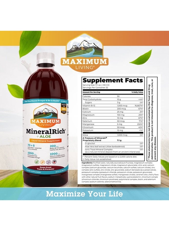 Maximum Living MineralRich Minerals Supplement with Aloe - Liquid Blend of Vitamins and Trace Minerals - 32 oz  - Image 3