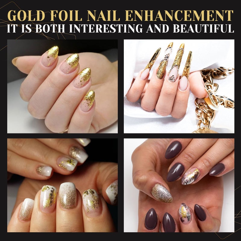 EELHOE Multi-functional Gold Flakes Nail Art Gold Foil Paper Face Hair Decorative Gold Foil Makeup - Image 3
