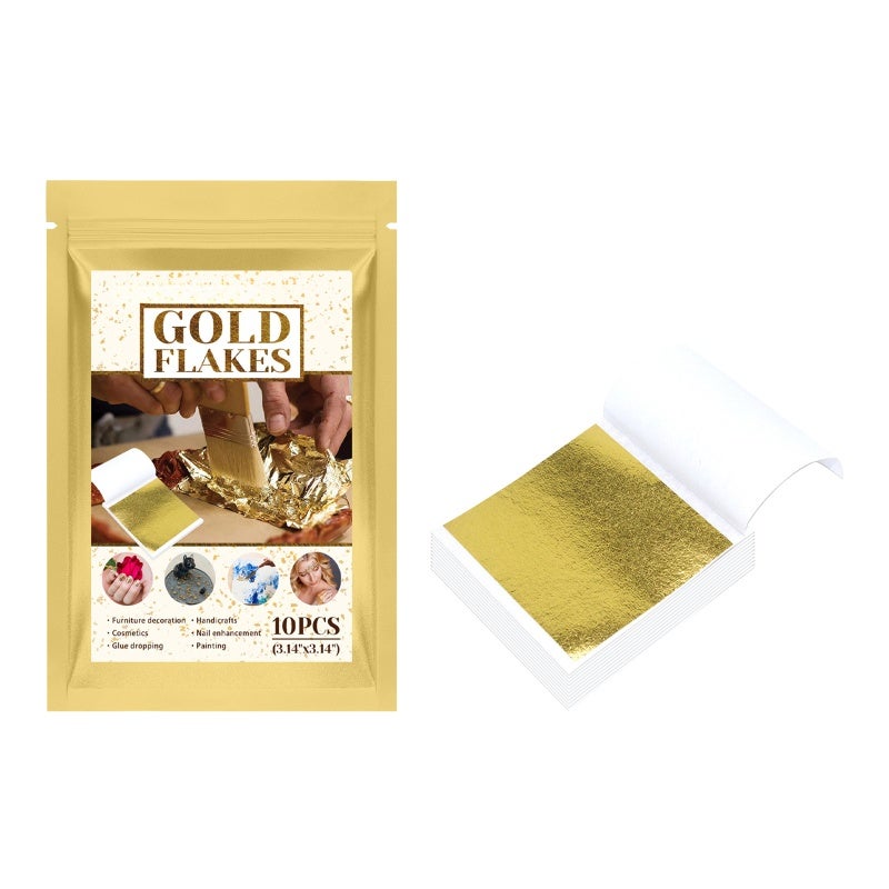 EELHOE Multi-functional Gold Flakes Nail Art Gold Foil Paper Face Hair Decorative Gold Foil Makeup - Image 1