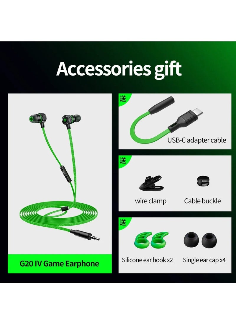 Plextone 3.5mm Wired Earphones, Plextone G20 Gaming Headphones with Metal Bass, HD Microphone, Type-C Adapter, Stereo Gaming Earphone Black - Image 2