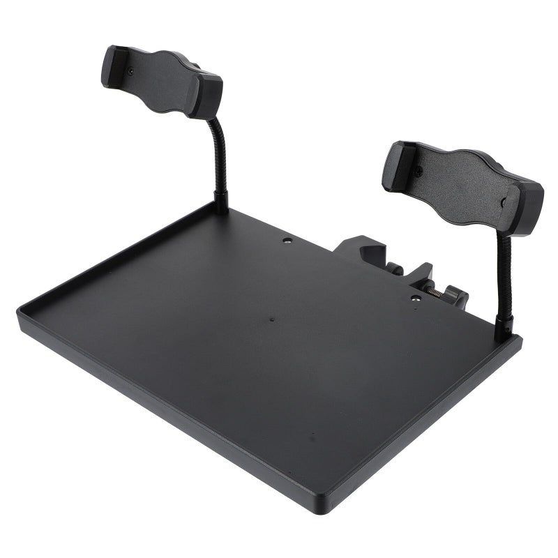 Large 24x17 5cm Mic Stand Clamp On Shelf With Dual Phone Holders Utility Tray - Image 2