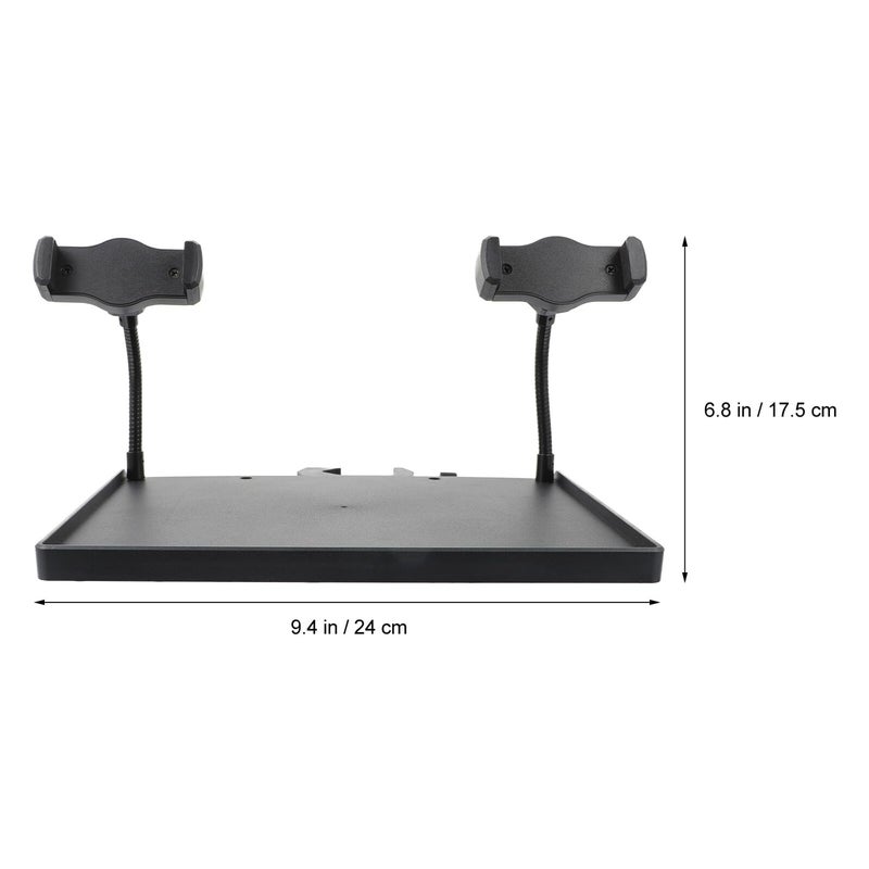 Large 24x17 5cm Mic Stand Clamp On Shelf With Dual Phone Holders Utility Tray - Image 3
