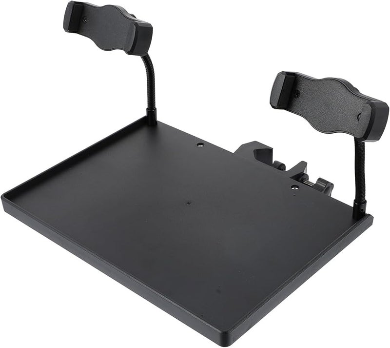 Large 24x17 5cm Mic Stand Clamp On Shelf With Dual Phone Holders Utility Tray - Image 1