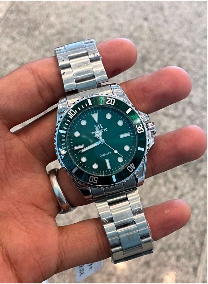 MIKE Classic men's watch in silver and green  - Image 3