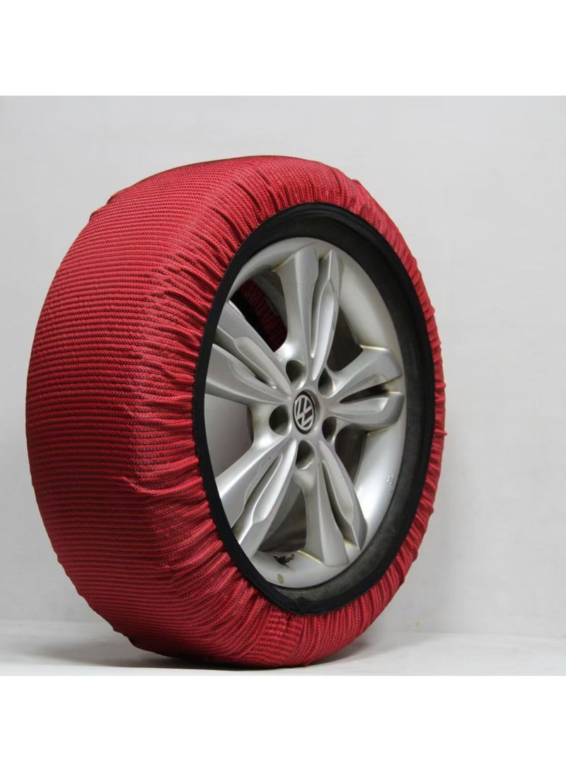 Auto Snow Socks for Tires, Emergency Snow Traction for Vehicles Safe Travel on Ice, Frost, Snow, Extra Durable Snow Chains Equivalent Tire Chain Alternative Tire Socks Active Series in red(SIZE S) - Image 1