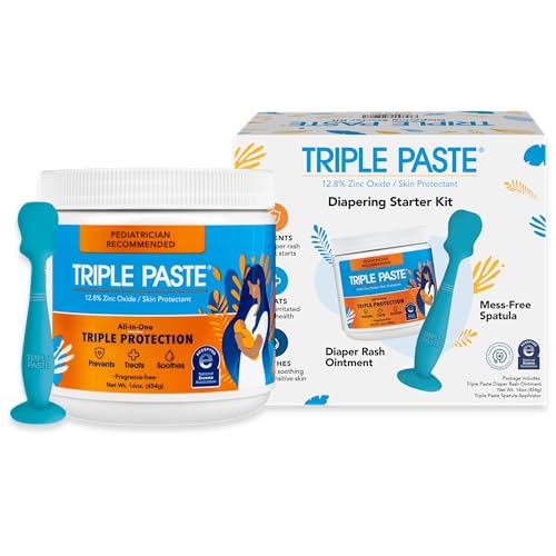 Triple Paste Diaper Rash Cream and Spatula Bundle - 16 oz Zinc Oxide Ointment and Spatula Treatment, Soothe and Prevent Rash with a Pediatrician-Recommended Hypoallergenic Formula - Image 1