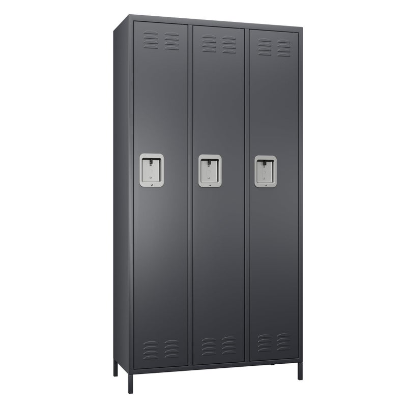 SUXXAN 3 Doors Storage Locker Combination with 6 HooksIndustries Metal Locker for School Office Gym Home Employees Staff Sundries Room W3543D157H72Dark Grey