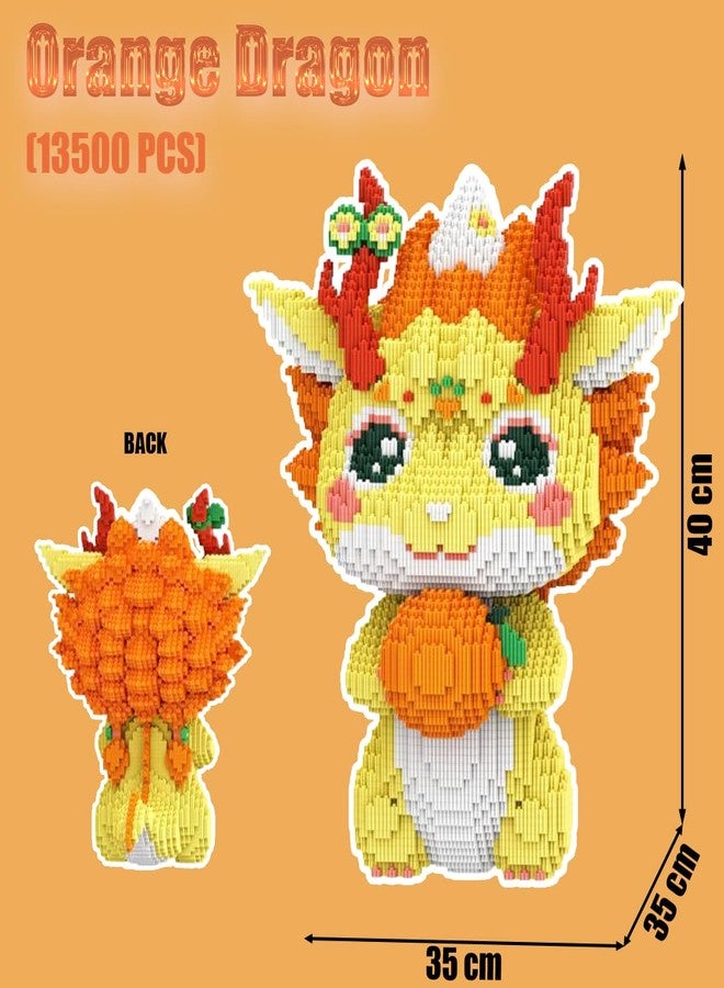 HONLANCH Animal Orange Dragon Micro Building Blocks Set（13500PCS 40cm High Series） Gift for Adults and Kids - Image 2