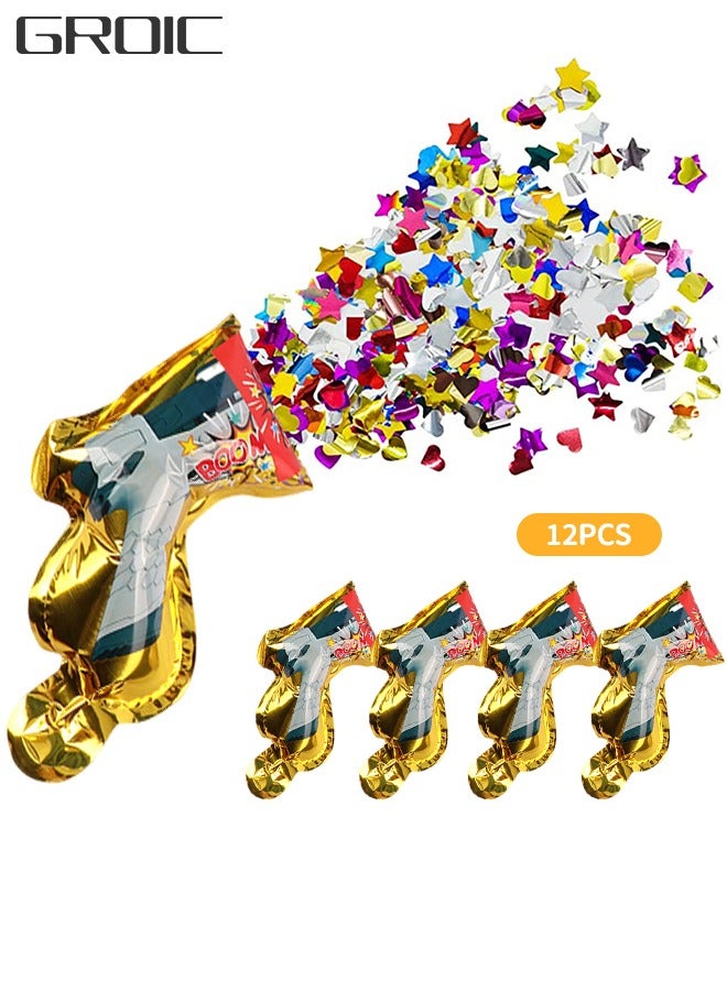 GROIC 12 قطعة من مدفع القصاصات للأطفال، 2 في 1 بالونات قصاصات الورق، مستلزمات الحفلات الممتعة لحفلات أعياد الميلاد، وحفلات الزفاف، والاحتفال بالعام الجديد - Image 1