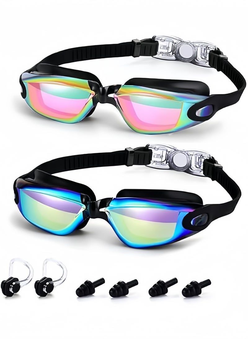 GGEROU Swim Goggles 2 Pack, Anti Fog&UV Swimming Goggles for Audlts, No Leaking Swim Glasses for Men Women Youth - Image 1