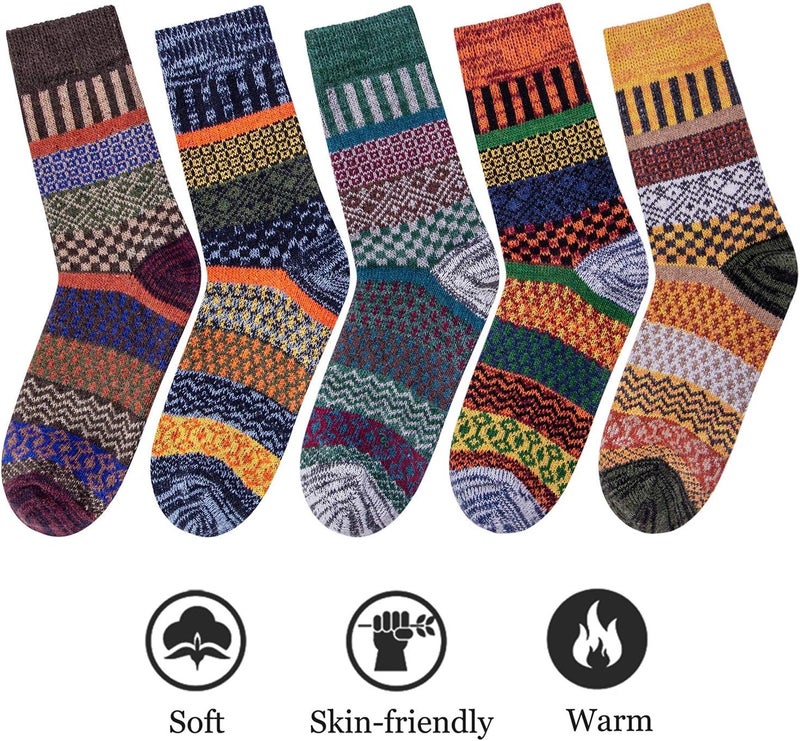 Luckam 5 Pairs of Cozy Thick Knit Wool Socks for Women - Perfect Winter Gifts for Cabin Adventures & Daily Comfort - Image 2