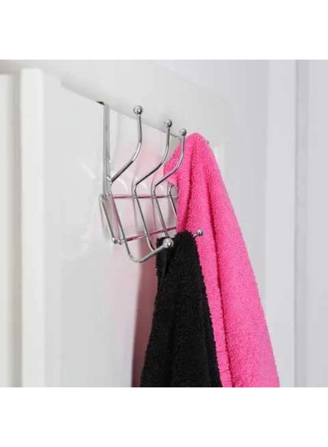 Stainless Steel Door Hanger 5 Hooks, Heavy Duty Organizer Hanger Stainless Steel Towel Rack for Bedrooms, Clothes, Towels, Purses, Jackets and Bags, Silver - Image 4