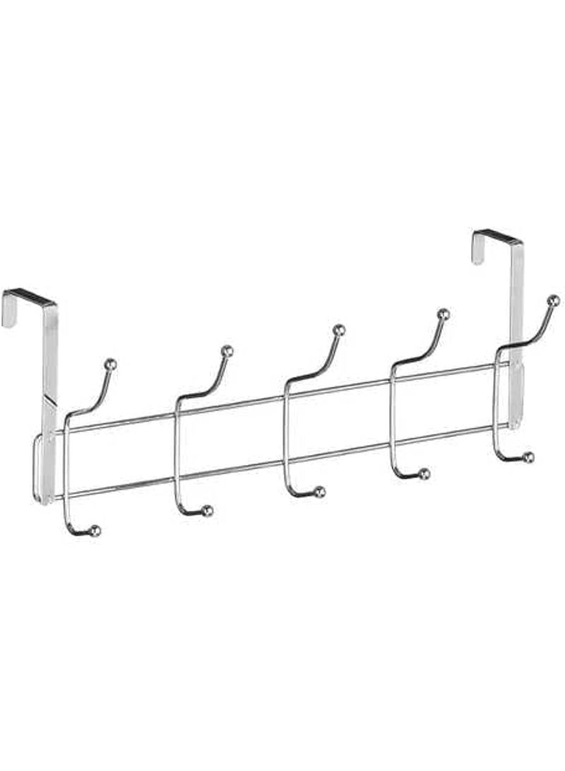 Stainless Steel Door Hanger 5 Hooks, Heavy Duty Organizer Hanger Stainless Steel Towel Rack for Bedrooms, Clothes, Towels, Purses, Jackets and Bags, Silver - Image 1